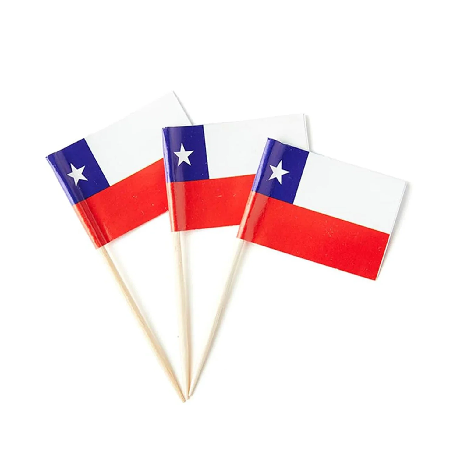 Chilean flag Chilean small toothpick mini stick flag decorations (100 pieces) suitable for cupcakes, fruit decorations