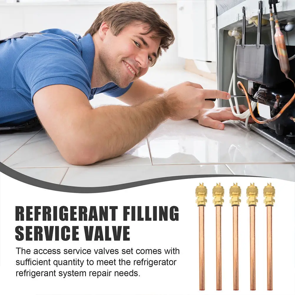 

5Pcs Copper Service Access Valves Refrigerator Air Conditioner Refrigerant Filling Valves Refrigeration System Check