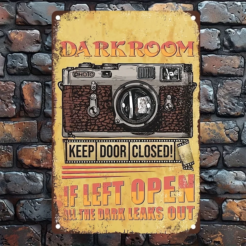 Vintage Darkroom Camera Metal Sign -  Weatherproof metal Wall Art with Pre-Drilled Holes, Retro Decor for Home, Bar, Cafe, Garag
