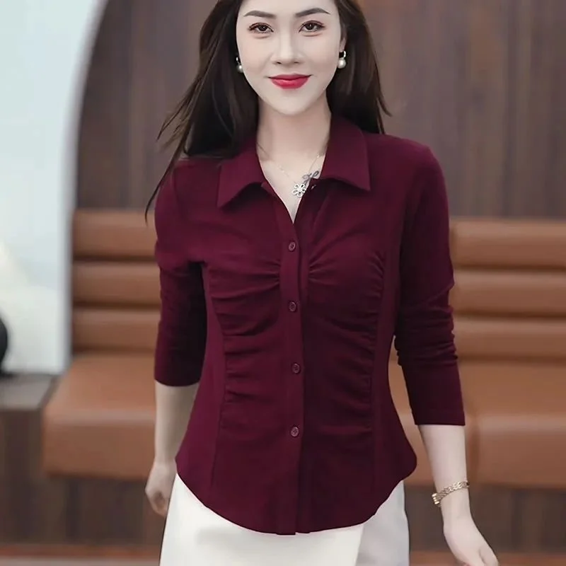 Women's Long Sleeve Base Shirt Waist Cinching Slim Fit T-Shirt Autumn Winter New Design Belly Covering Slimming Top