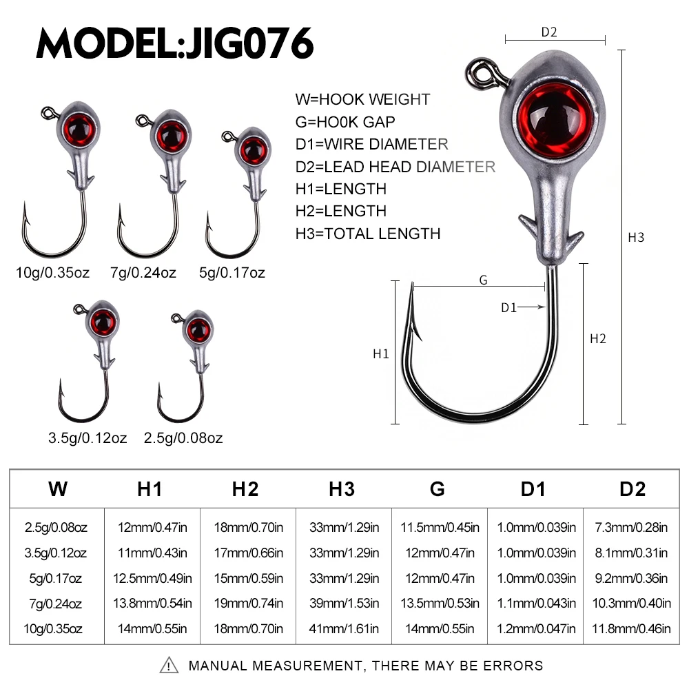 PROBEROS 10Pcs/Box Simulation Red Eye Ball Jig Lead Head Hooks Single Barbed Fishing Hooks Soft Plastic Bait Bass Fishing Tackle view 4
