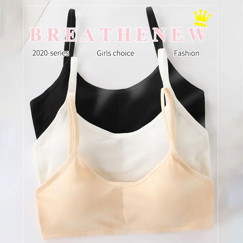 1/3 шт., повседневные хлопковые тренировочные бюстгальтеры, эластичное нижнее белье, детские топы, беспроводной детский бюстгальтер для девочек-подростков