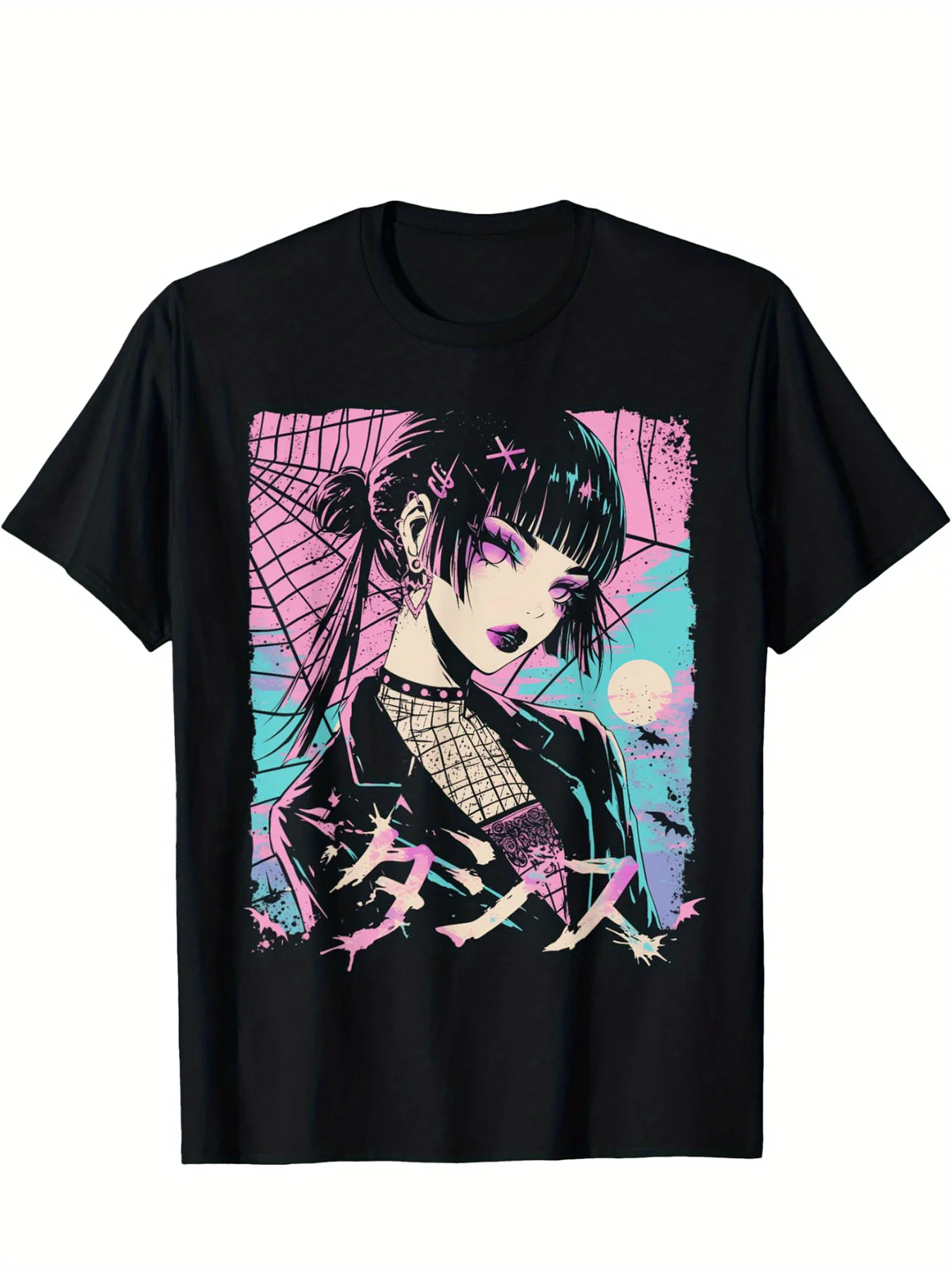 Goth grunge Demon Anime Girl Horror Alt aesthetic T-shirt fun design harajuku  t shirt  men clothing  graphic t shirts