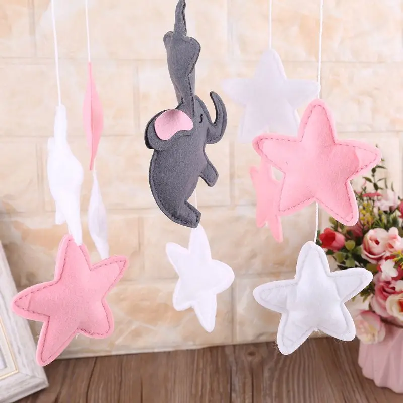 Sonajero Móvil Musical con estrellas fieltro para cuna bebé, campana viento para cuna infantil, juguetes con campana