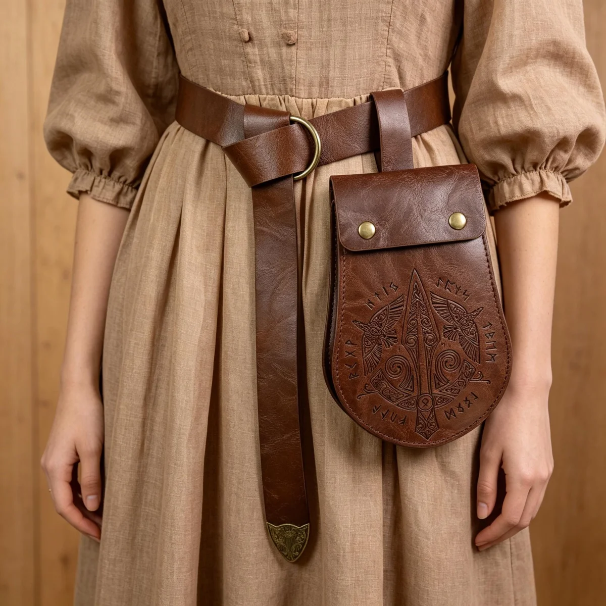 Renaissance Costume Sets Medieval Viking Belt Faux Leather B