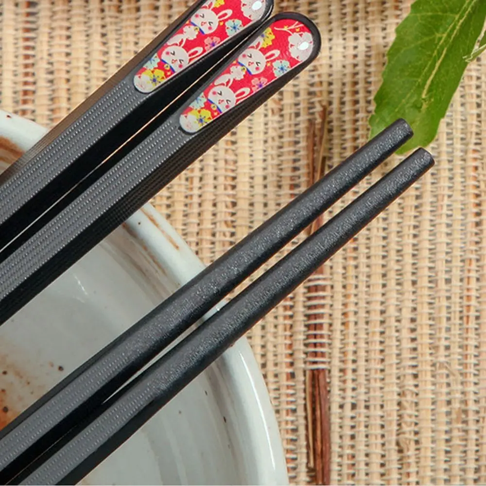 Cartoon New Style Reusable Pointed Tip Glass Fiber Non-slip Dinnerware Set Tableware Kitchen Supplies Chopsticks