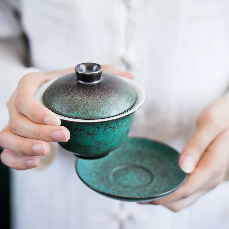 

Китайская ретро-керамика: чайник-гайвань, чаша, блюдце для кунг-фу чая, 110 мл