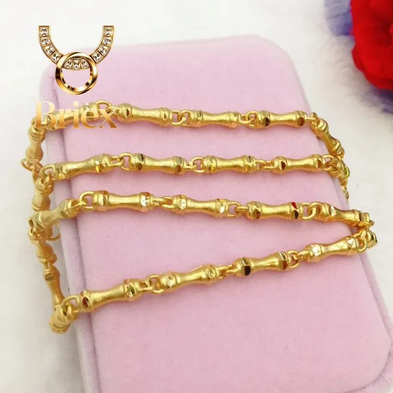 

Briex Jewelry Sandblasted Bamboo Women Men's 24K Gold AU999 Necklace - Smooth fit, high-end gold, blessing, stylish for wearing