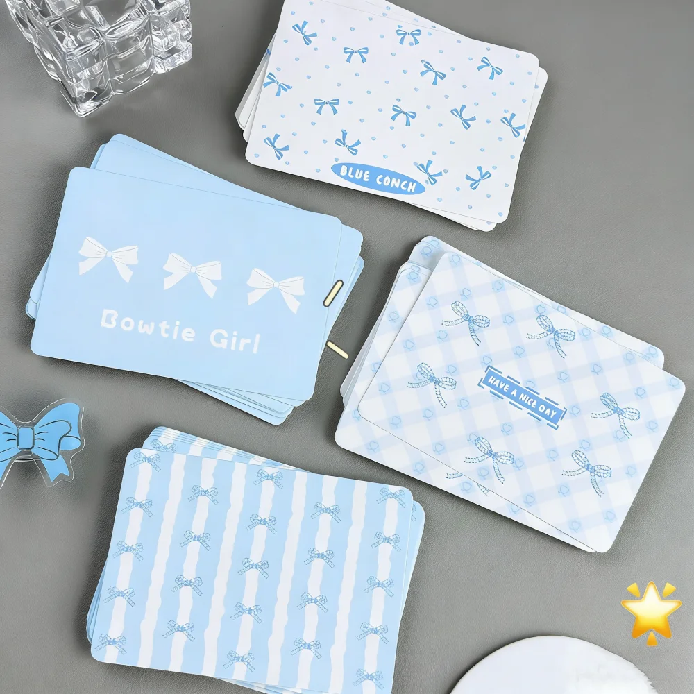 20Pcs Aesthetic Bow Greeting Card Birthday Weddings Wishes Thank You Cards DIY Crafts Gift Leave a Message Card
