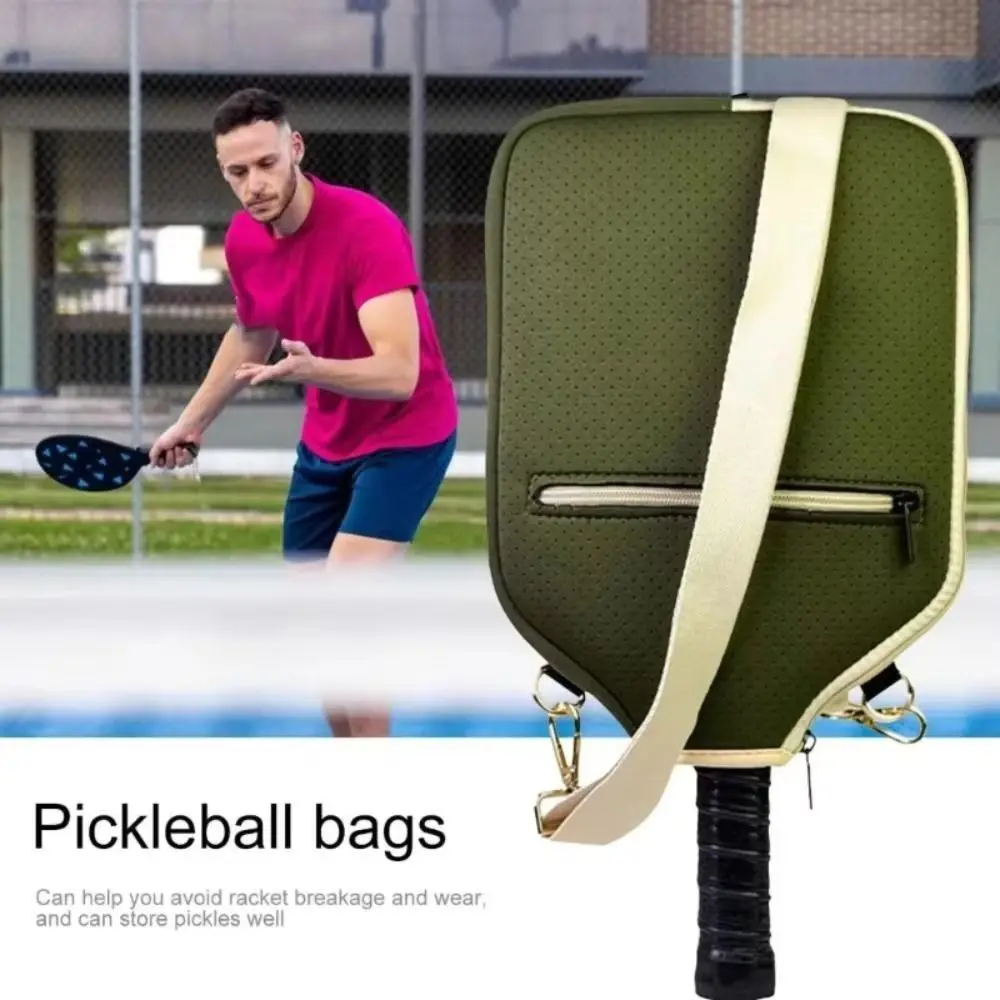 Large Capacity Pickleball Crossbody Bag Zipper Closure Waterproof Pickleball Paddle Cover Professional Adjustable Strap