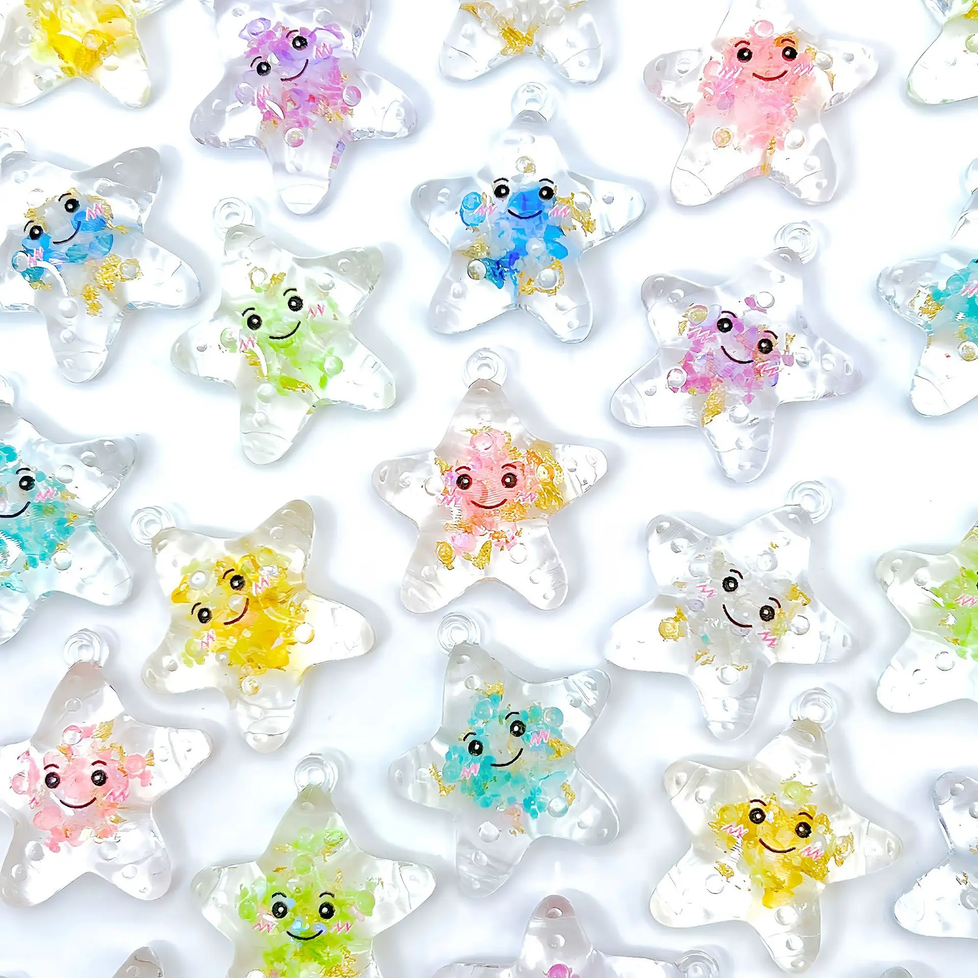 10Pcs Luminous Little Stars Charms Acrylic Pendant For Making Diy Earrings Keychain Backpack Handmade Accessories Supplies