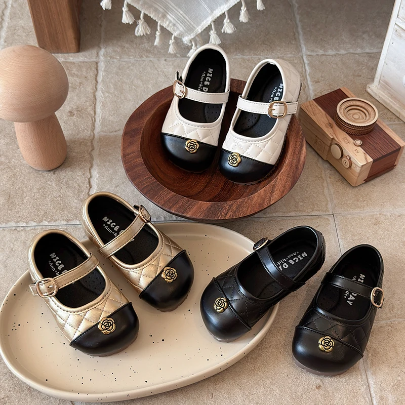 Girls Mary Jane Shoes Soft Sole Children Leather Shoes for Party Wedding Kids Flats Princess Dress Shoes Anti-slip Size 21-34