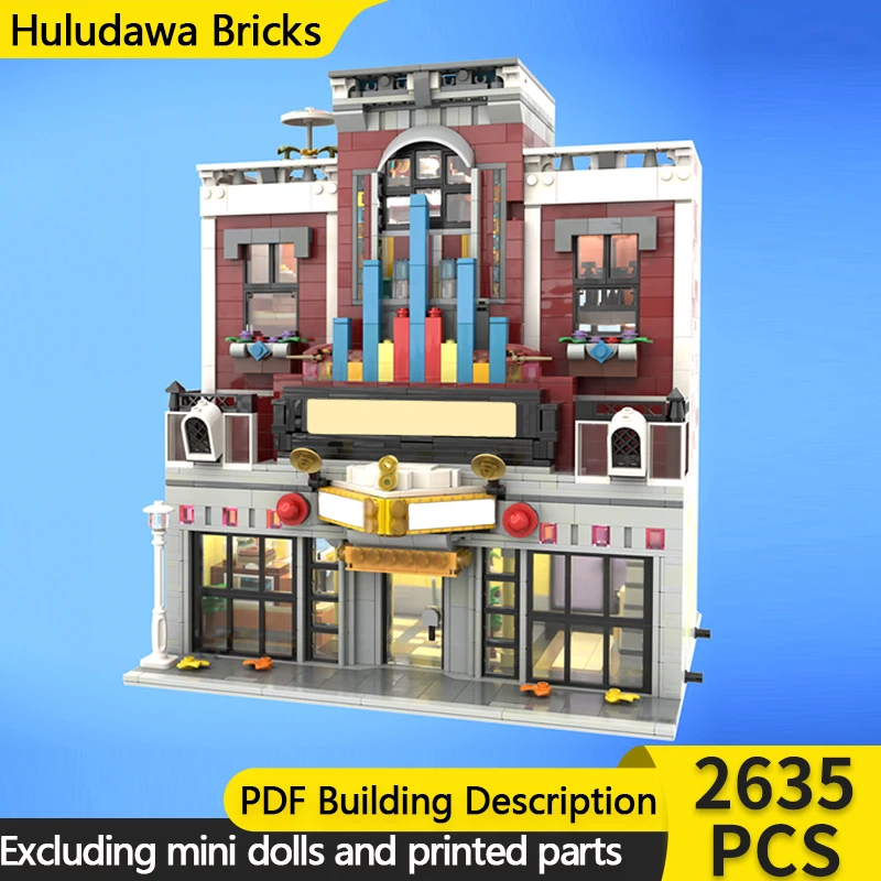 

Модель City Street View MOC, строительные кирпичи, городской центр, кинотеатр, модульная технология, детские праздничные подарки, сборные игрушки, костюм