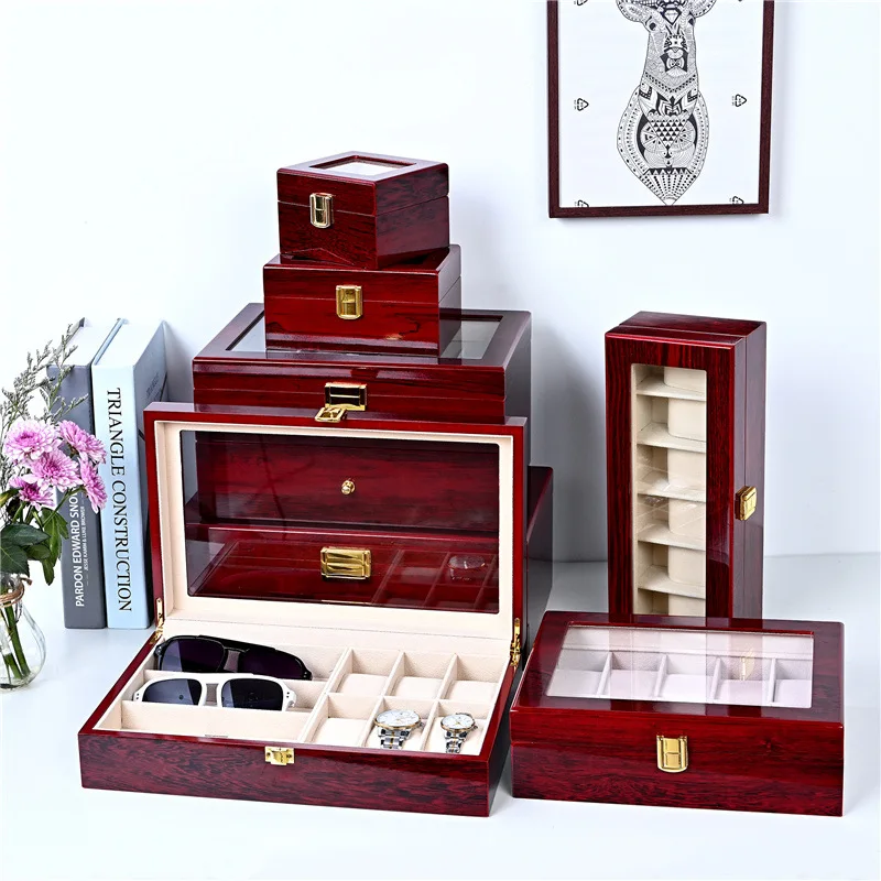 Luxury Wooden Watch Box 2/3/5/6/10 Grids Watch Organizers 10 Slots Wood Holder Boxes for Men Women  Watches Jewelry Display