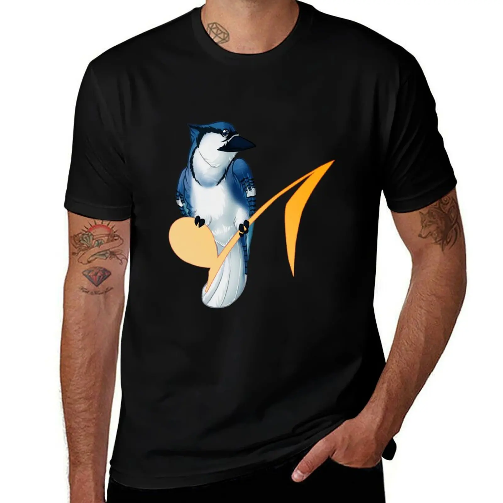 Musical Birds - Blue Jay T-Shirt Simple Casual Short Sleeve Tee T-Shirt