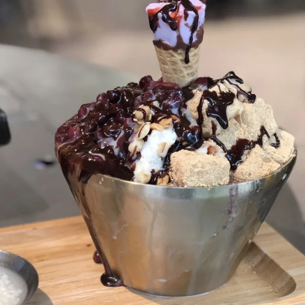 

Stainless Steel Salad Korean Style Dessert Ice Cream Bowl For Household Use Fruit Soup Bowl Kitchen Barware