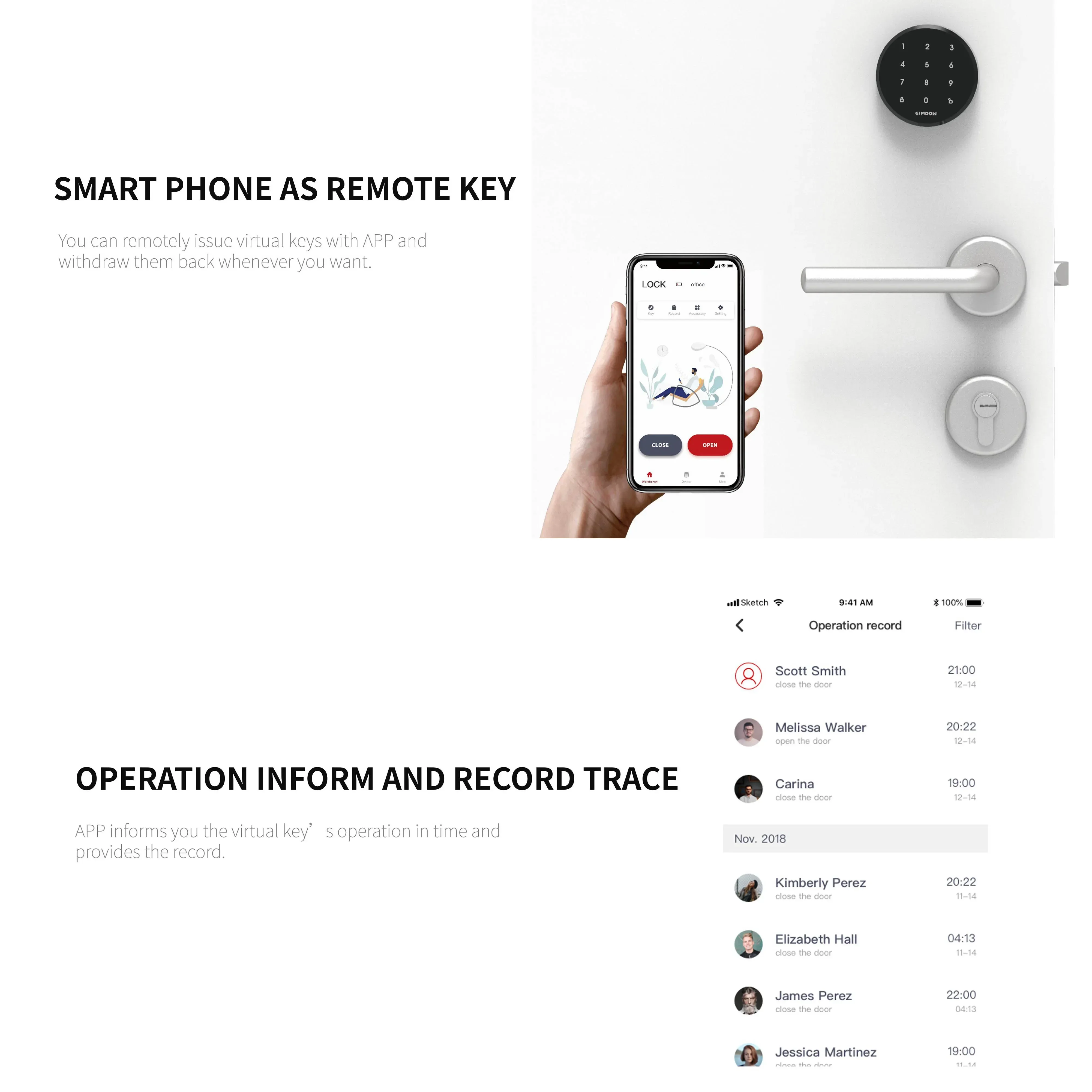 GIMDOW A3 Smart Door Electric Lock APP control buletooth Sticker lock safe electronic lock keylessentry door smart