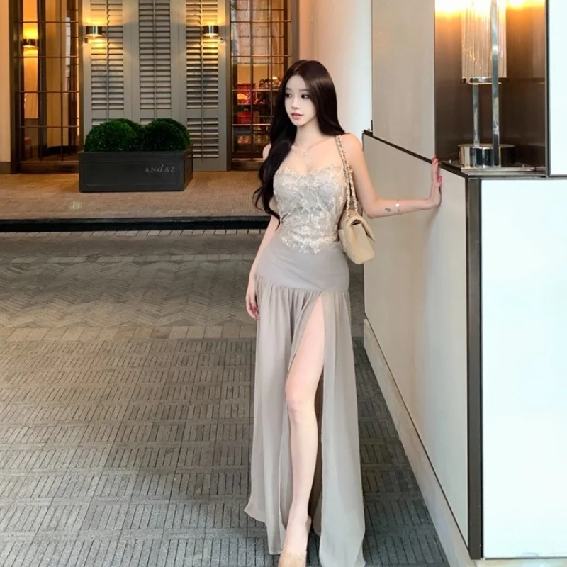 

Summer 2026 Floral Splice High Waist Asymmetrical Hem Suit Women's Fashion Set Short Sleeve One Shoulder Chiffon Top Skirt