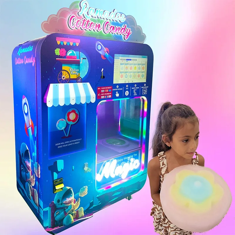 Latest Design Fully Automatic Cotton Candy Machine Wm980 Maker Cotton Sugar Candy Making Vending Machine for Sale
