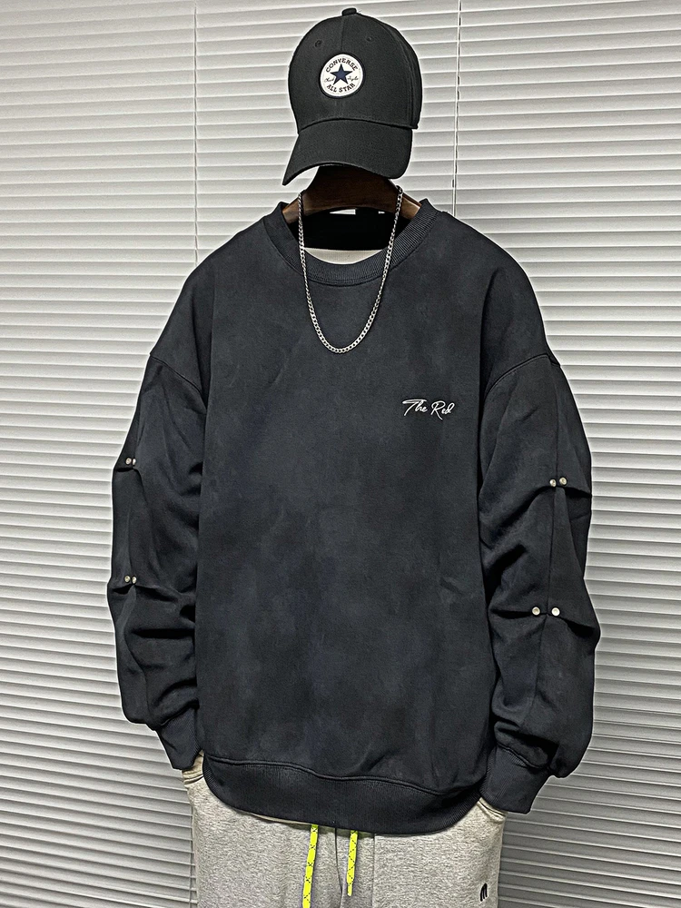 

Свободный крой, толстовка с длинными рукавами, повседневная одежда, удобный хлопково-полиэстеровый смесовый материал, молодежный стиль, базовый свитшот с круглым вырезом