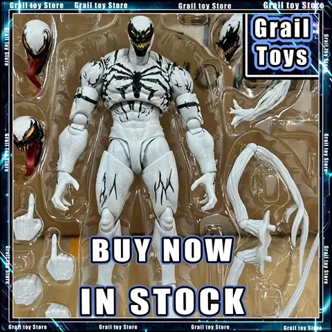 New Ko SHF Anti Venom Anime Action Figure White Symbiote Amazing Spider Man Articulated Serum Venom Figurine Model Toy Gifts
