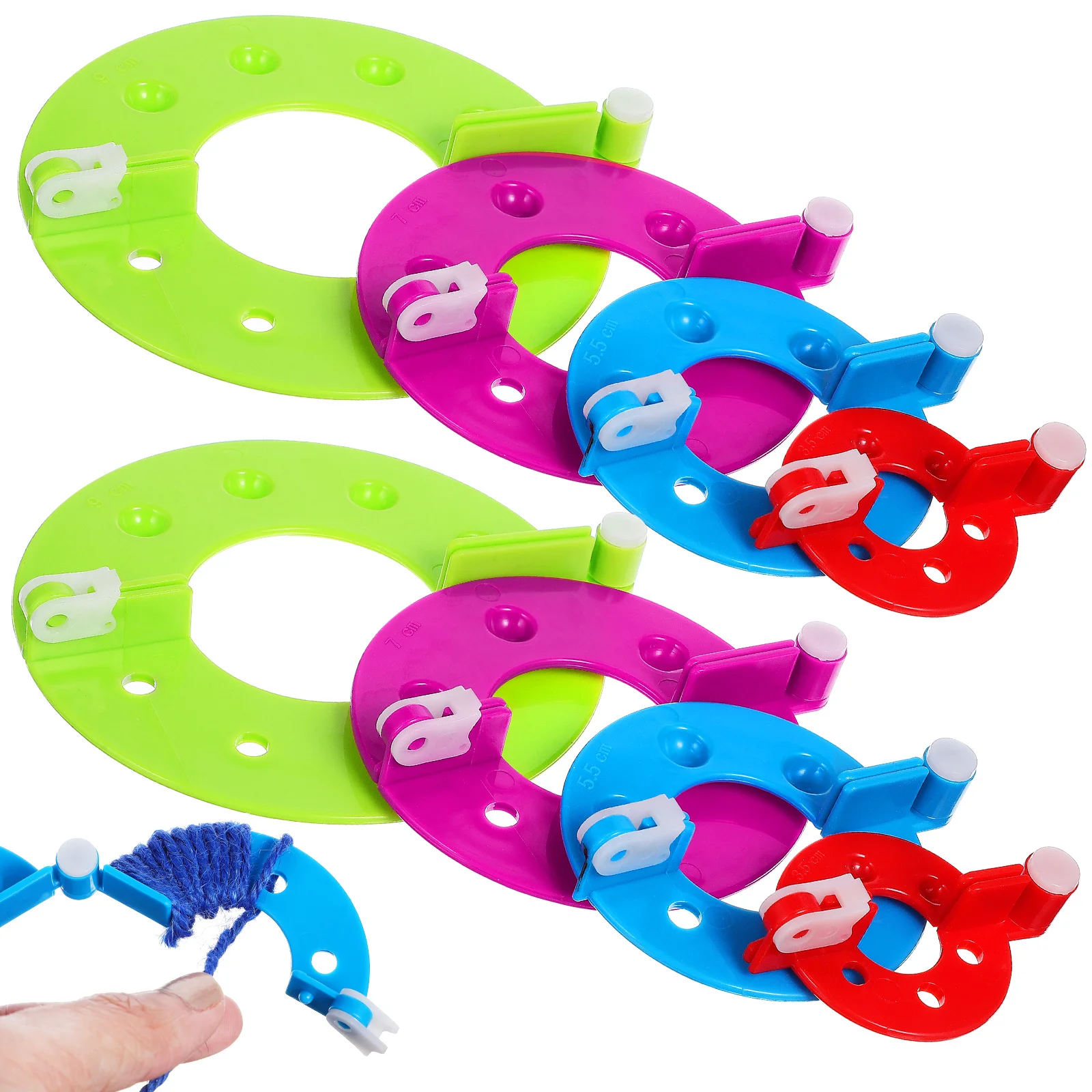 

8Pcs Plastic Pompon Maker Set Easy to Use Wool Wrapping Tool for Handmade Knitting Crafts Ideal Gift for Family Friends