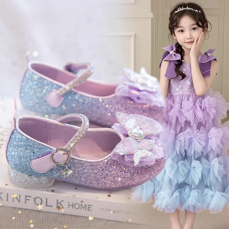 

Zapatos/выступленные туфли принцессы для девочек, осень 2023, новые детские кожаные туфли с бриллиантами, простая универсальная повседневная обувь для девочек