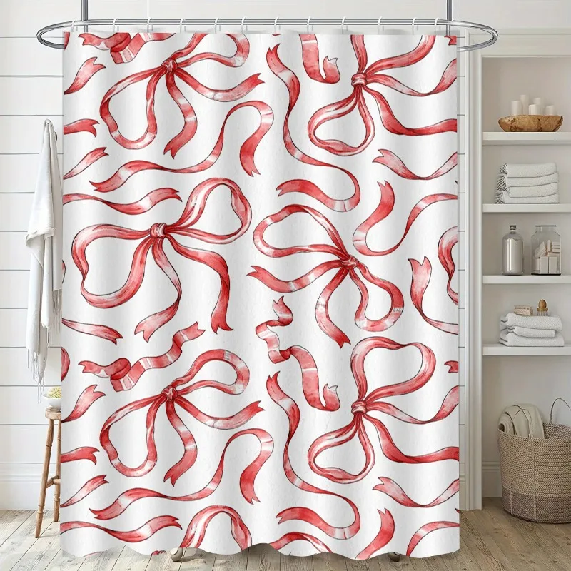 

Bows and flower shapes Washable Dirt-Resistant Shower Curtain Shower Head waterproof Polyester Bath Curtain For Home Decor