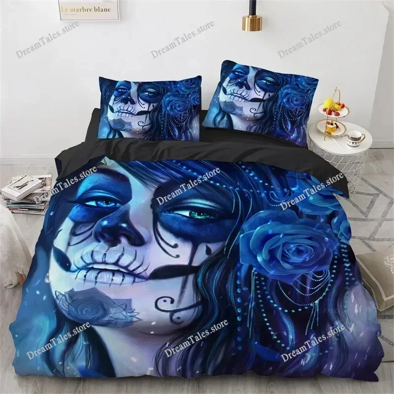 Skull Duvet Cover Set, Abstract Texture with Skull and Crossbones Pattern Aged Rusty Grunge Style Polyester Bedding Set