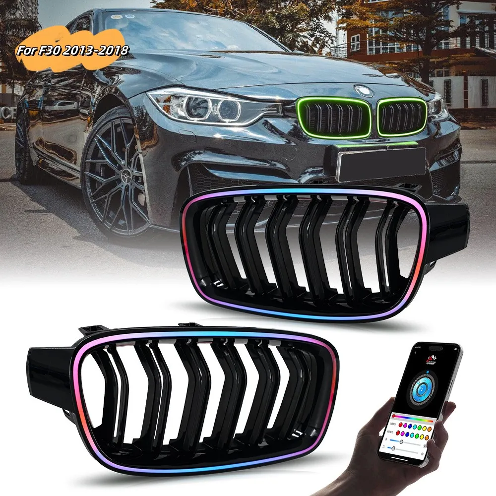 for F30 BMW Front Grill 2013-2018 APP Controlled Multi Color Daytime Running Light