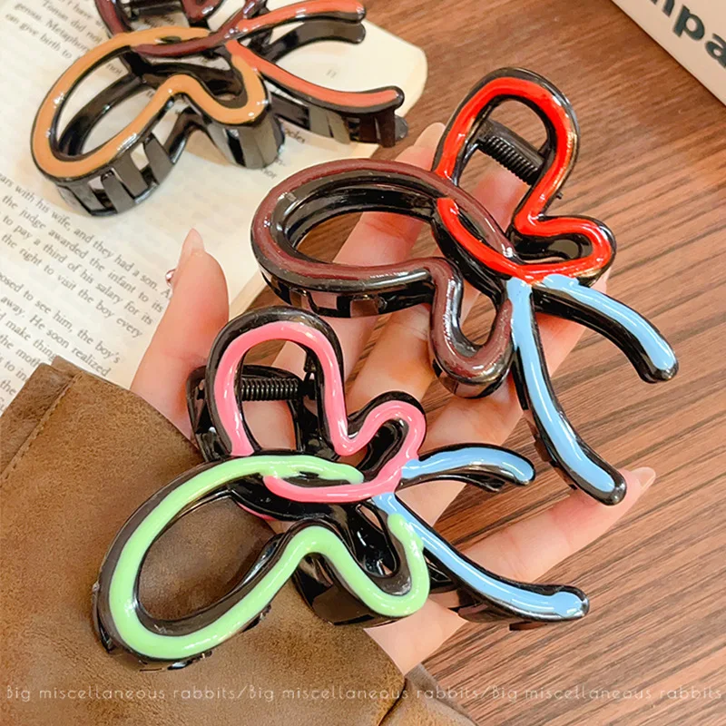 مشبك شعر بلاستيكي على شكل فراشة ملونة للنساء والفتيات، زينة شعر حلوة، عصابة رأس خلفية، مشبك شعر، إكسسوارات للشعر #2