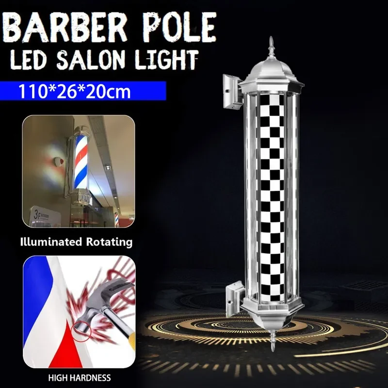 LED Barber Pole Light Wall Mount Waterproof Outdoor Hair Sign Box Super Bright Energy Saving Rotating Shop Display Lamp