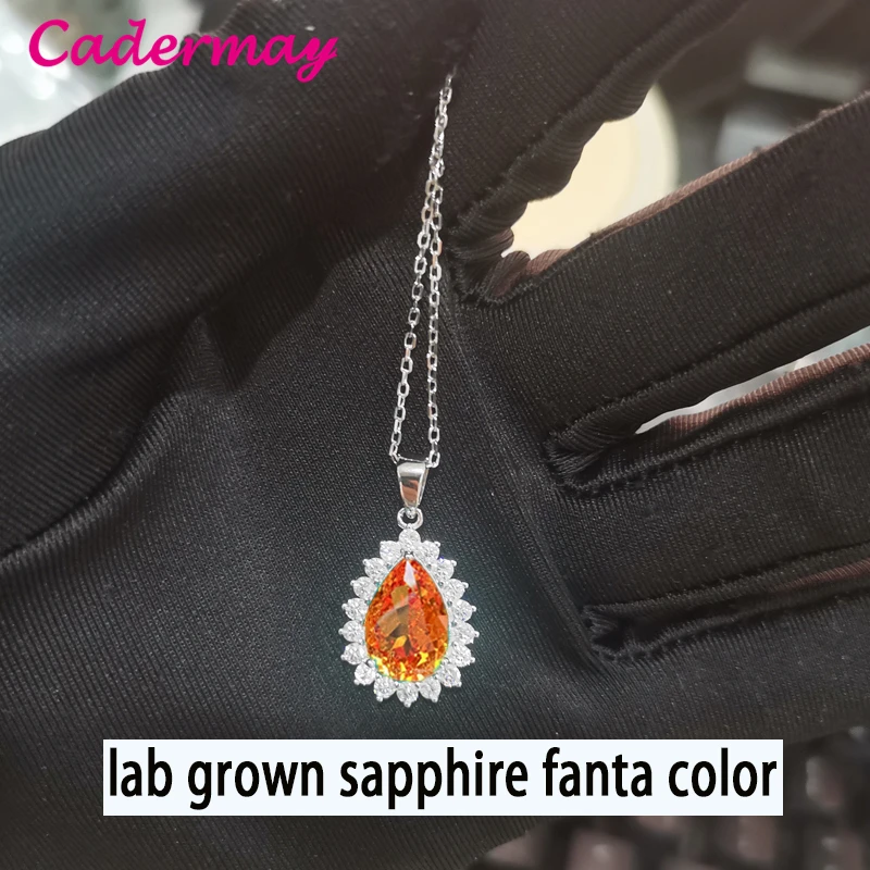 Cadermay Lab Grown Sapphire With Inclusions Fanta Color S925 Sterling Silver Earrings For Women Fine Jewelry