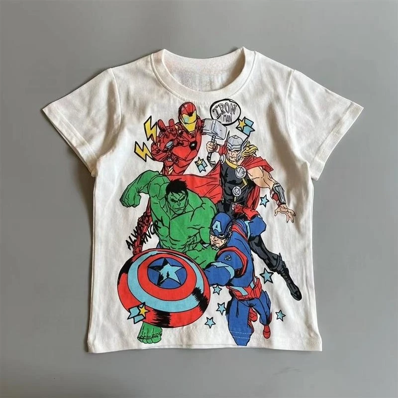 

MINISO Мужская и женская свободная и удобная футболка с короткими рукавами и круглым вырезом с принтом «Человек-паук»