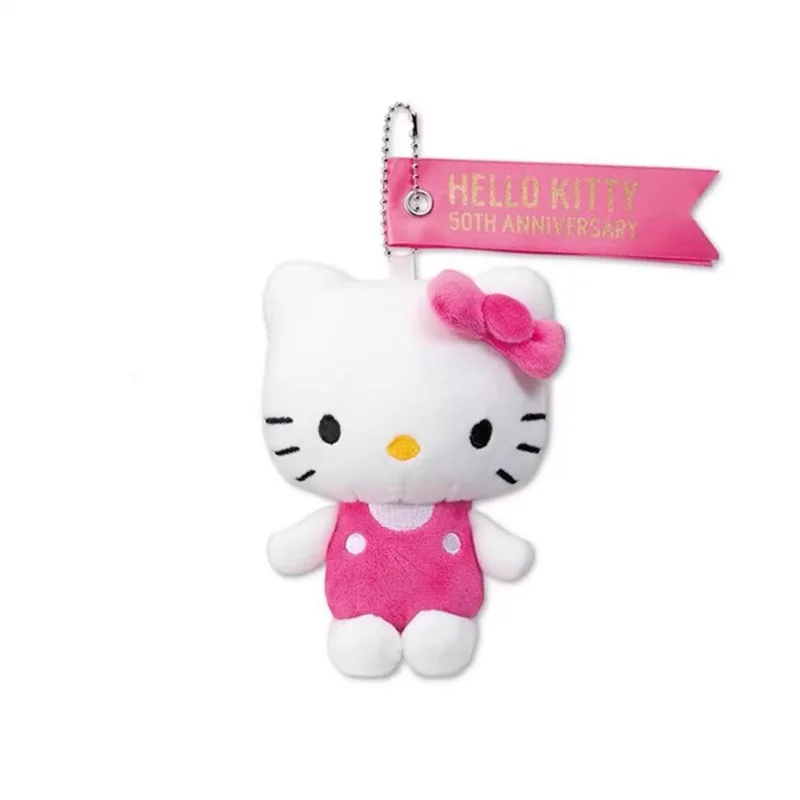 Sanrio Hello Kitty Plush Toys Kawaii 50Th Anniversary Commemorative Keychain Bag Pendant Ornament Creative Birthday Girls Gift