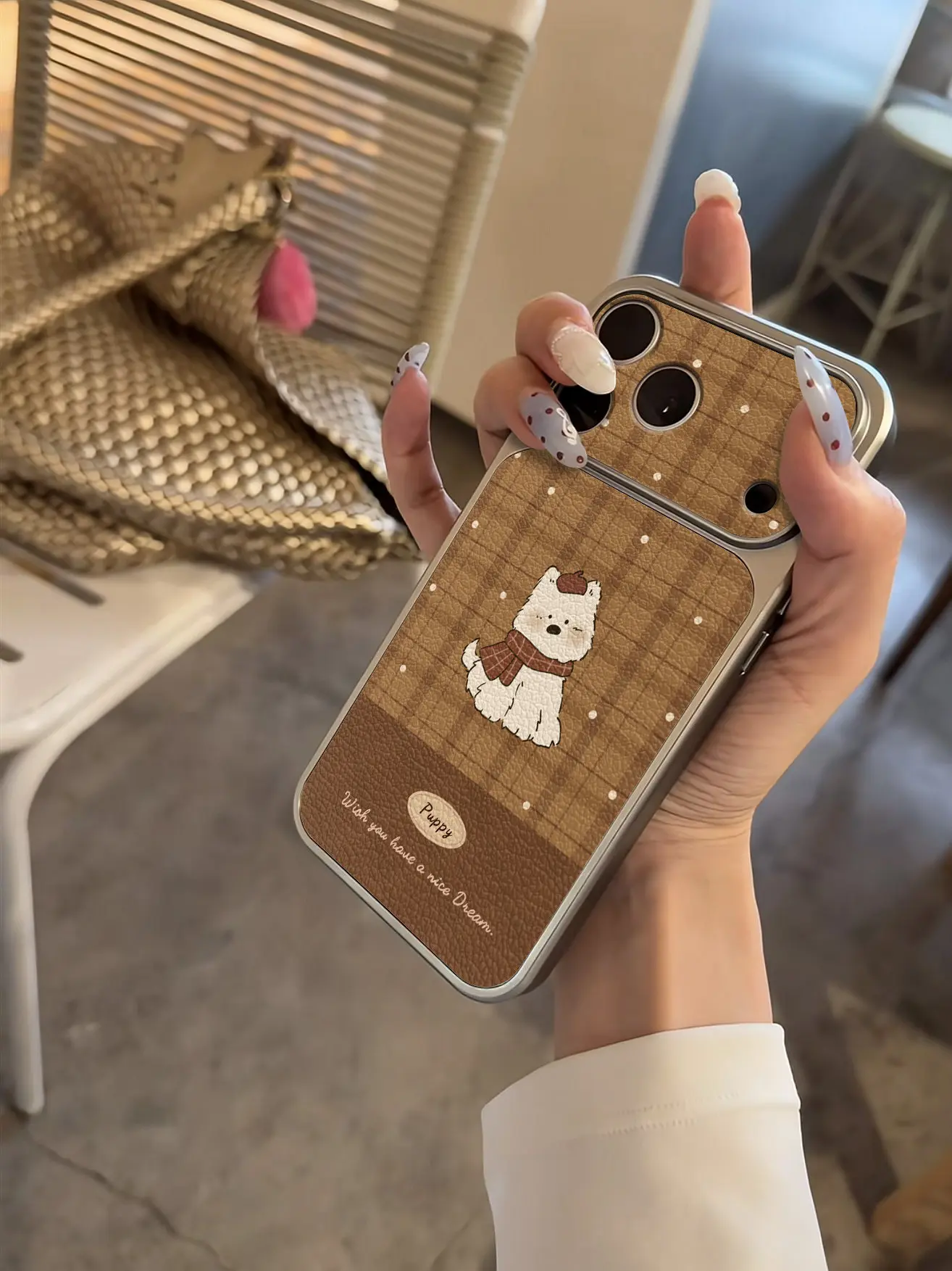 Retro Polka Dot Pony Pferd Imitation 17 Handyhülle für iPhone 13 14 15 16 17 Pro Max 17, stoßfeste Lederhülle mit Beschichtung – Detail 11