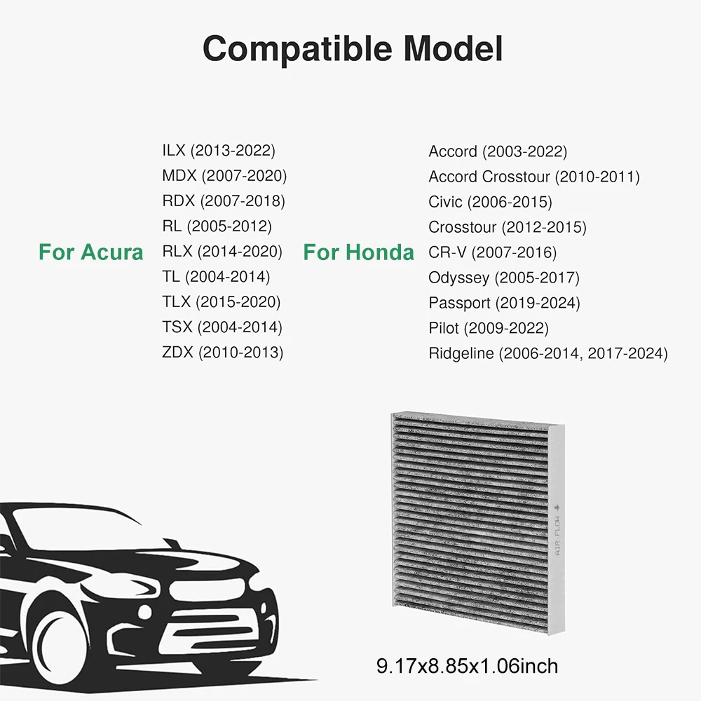 Cabin Air Filter with Activated Carbon Replacement for CP134 CF10134 For Honda Acura Civic CR-V Odyssey CSX ILX MDX RDX AT134