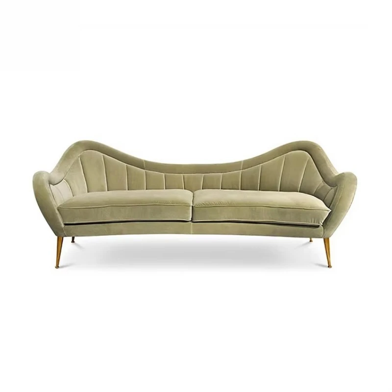 

Luxury modern minimalist furniture modular velvet single green sofa set design and price living room