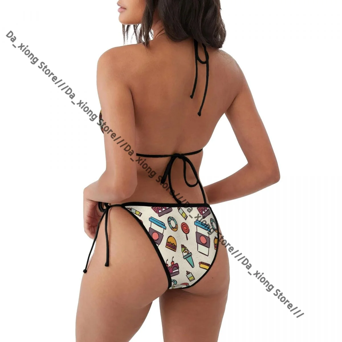 Costumi da bagno modello alimentare Donna Bikini sexy Costumi da bagno Costume da bagno Micro infradito Abbigliamento da spiaggia bordato