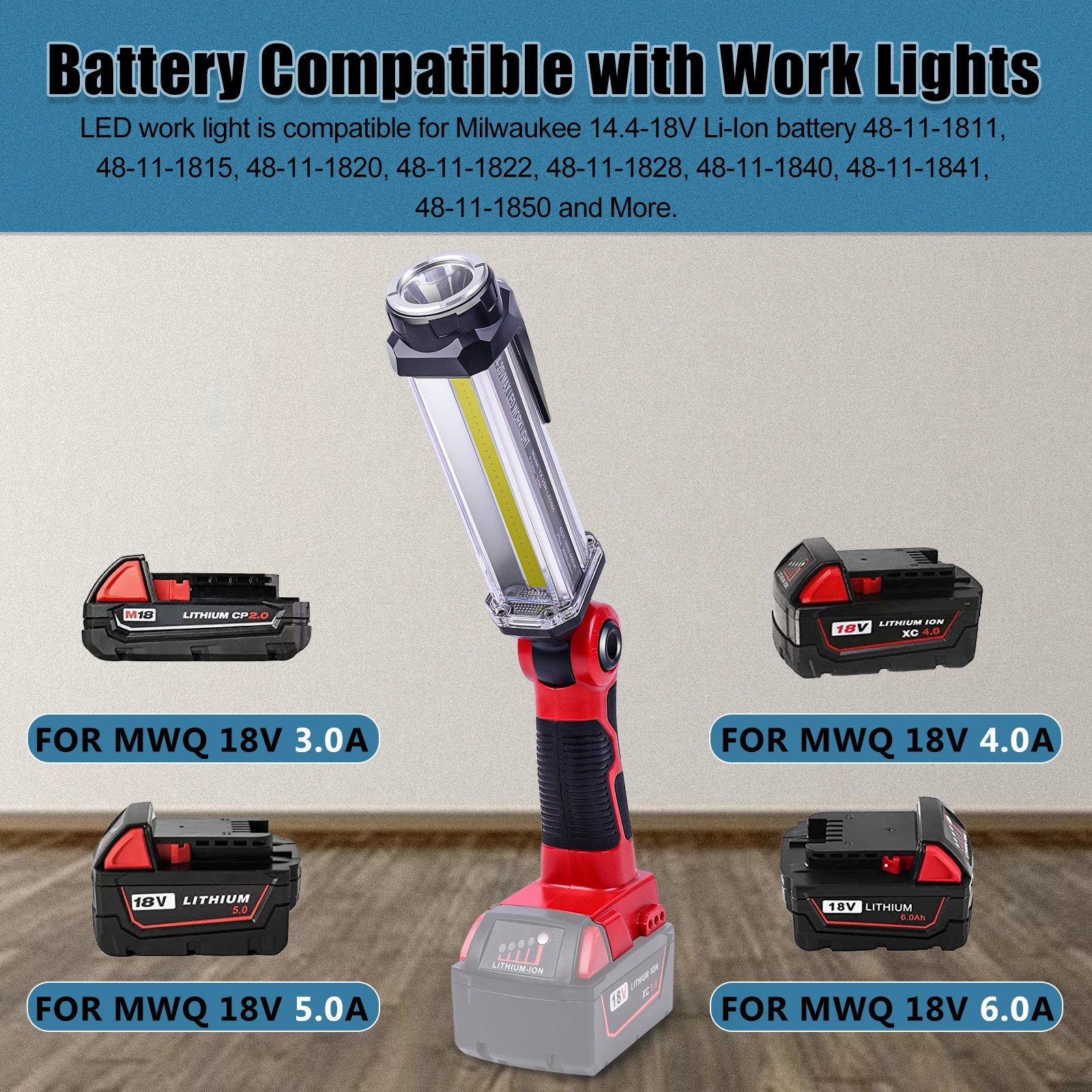 Imagem -03 - Lanterna Led Portátil com Bateria de Lítio Luz de Trabalho para Milwaukee 14.4v18v 2000lm Max Usb Novo