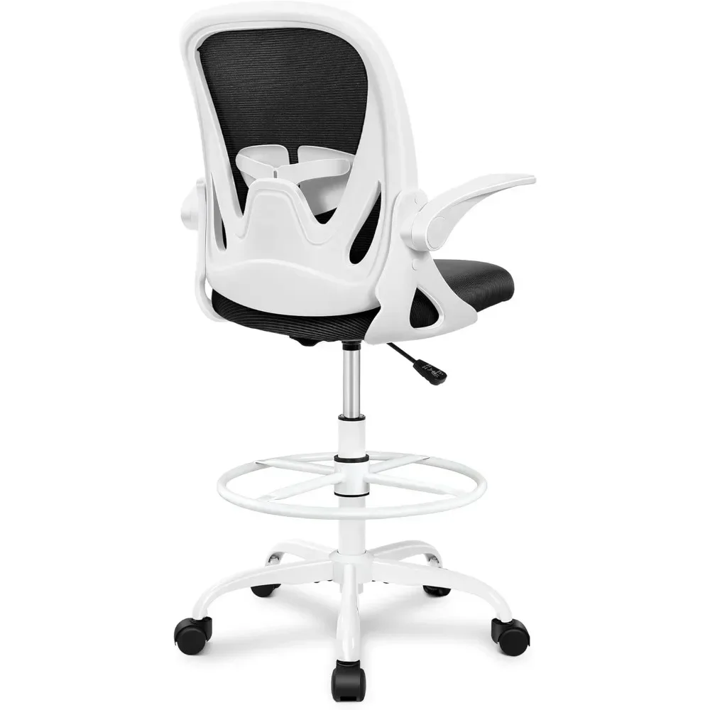 Drafting Chair Tall Office Chair with Flip-up Armrests Executive Ergonomic Computer Standing Desk Chair with Lumbar Support and