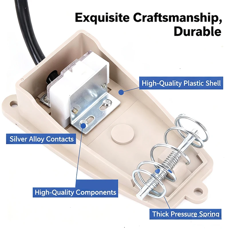 E-Stop Foot Pedal Switch 5A 380V/220V AC, SPDT Momentary Control for Spot Welder, Medical, Packing Machine, Robust Durability
