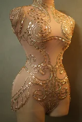 Pole DancePerformance Clothing Party Rave Outfit Clubwear Stretch Drag Queen Costume New Rhinestones Bodysuit