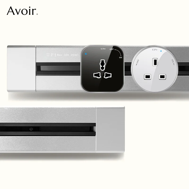 

Avoir Power Track Socket Home Kitchen Surface Rail Outlet Usb UK French EU US Universal Plug Round Square Movable Adapter Module