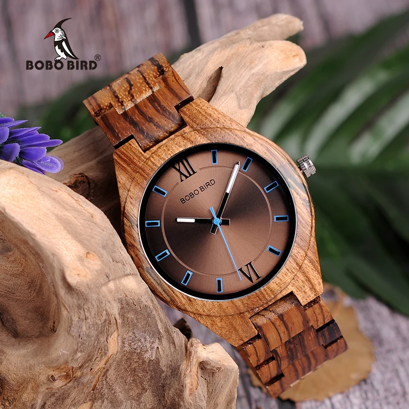 

BOBO BIRD Luxury Brand Witch Vintage Design and Genuine Leather Kand Wristwatch Men Watch Zebra Wooden Watches relogio masculi