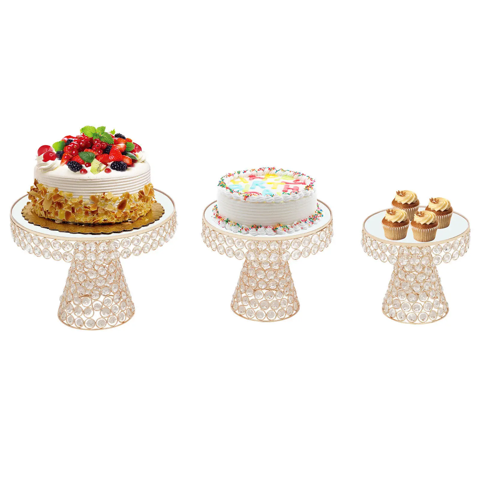 3-Tier Cupcake Stand Cake Dessert Wedding Event Party Display Plate Tower Golden