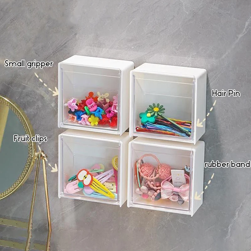 Wall Mounted Clamshell Design Plastic Storage Box Cotton Swab Storage Holder Kitchen Organizer Bathroom Accessories