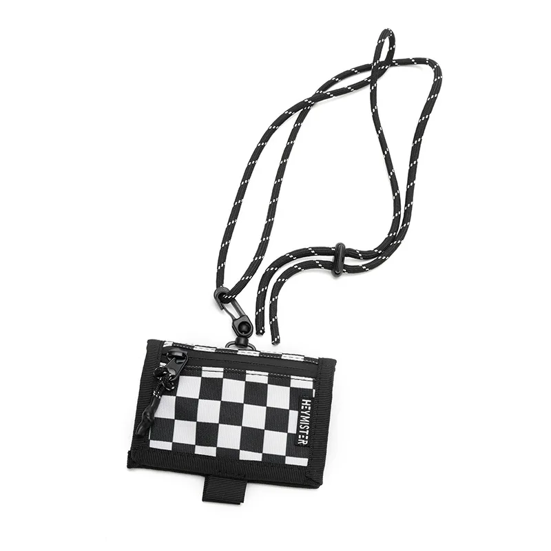 Unisex portemonnees nieuwe Japanse harajuku trendy geruite hangende nek crossbody portefeuilles eenvoudige veelzijdige multifunctionele kaarttassen