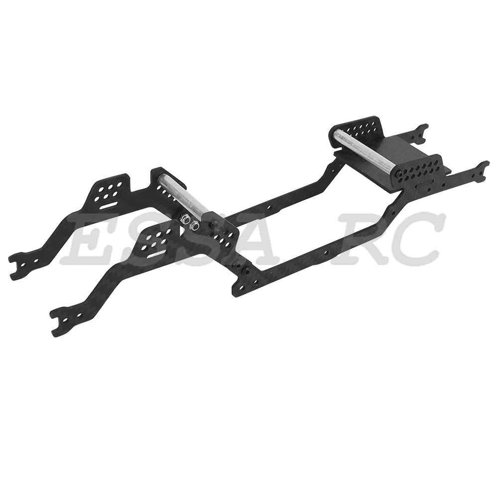 Carbon Fiber Chassis Kit Frame Girder with Brass Skid Plate for 1/18 RC Crawler TRX4M Bronco LCG Upgrade Part