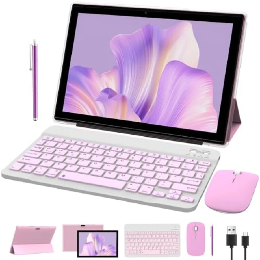 

NOVOJOY 2 in 1 Tablet 10 Inch Android 15 Tableta Tablets with Keyboard Mouse Case Stylus 32GB ROM+8GB RAM 2MP+8MP Dual Camera Q